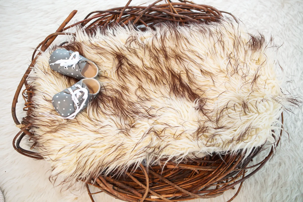 Props and a basket for photo-shooting a newborn