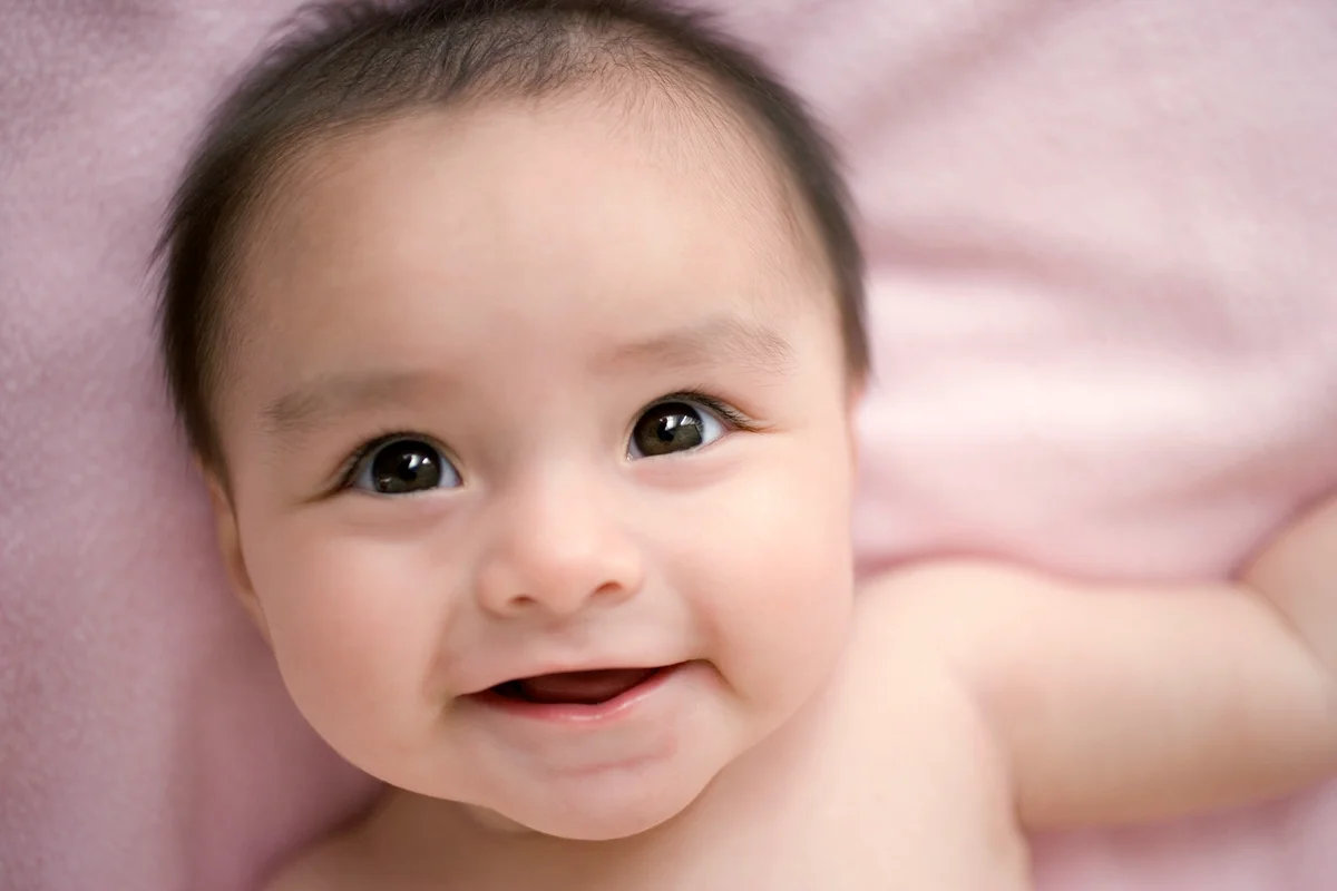 Close up of baby smiling