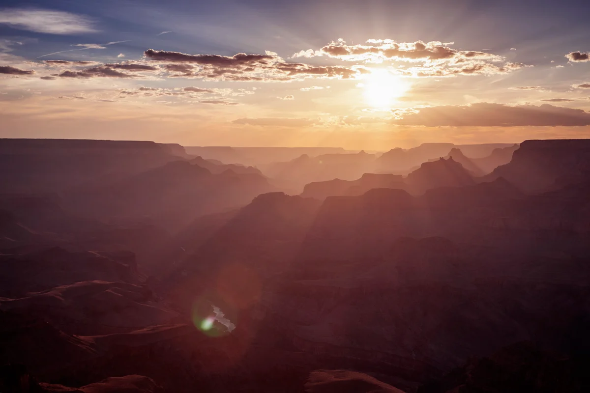 Sunset over South Rim of the Grand Canyon