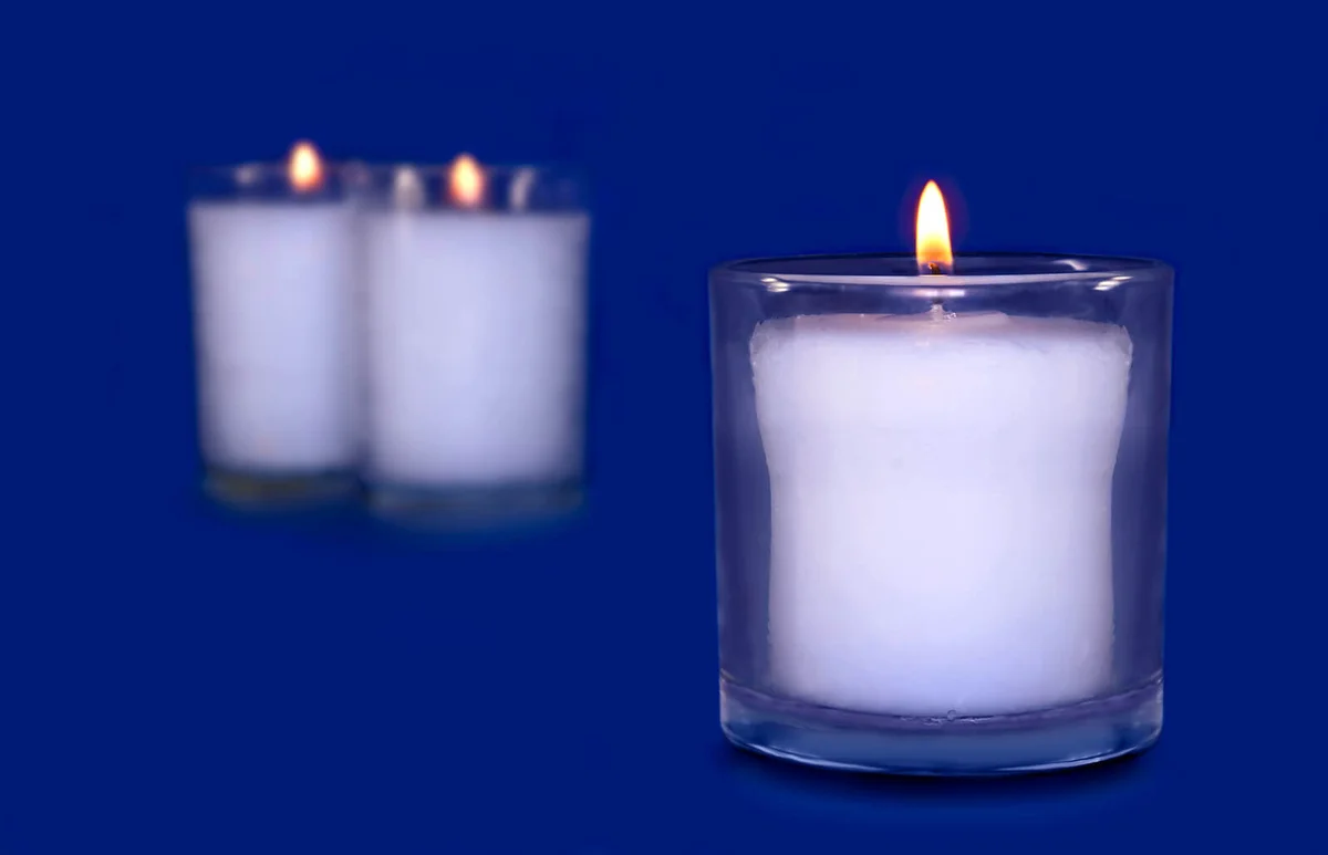 Group of three memorial yahrzeit candles