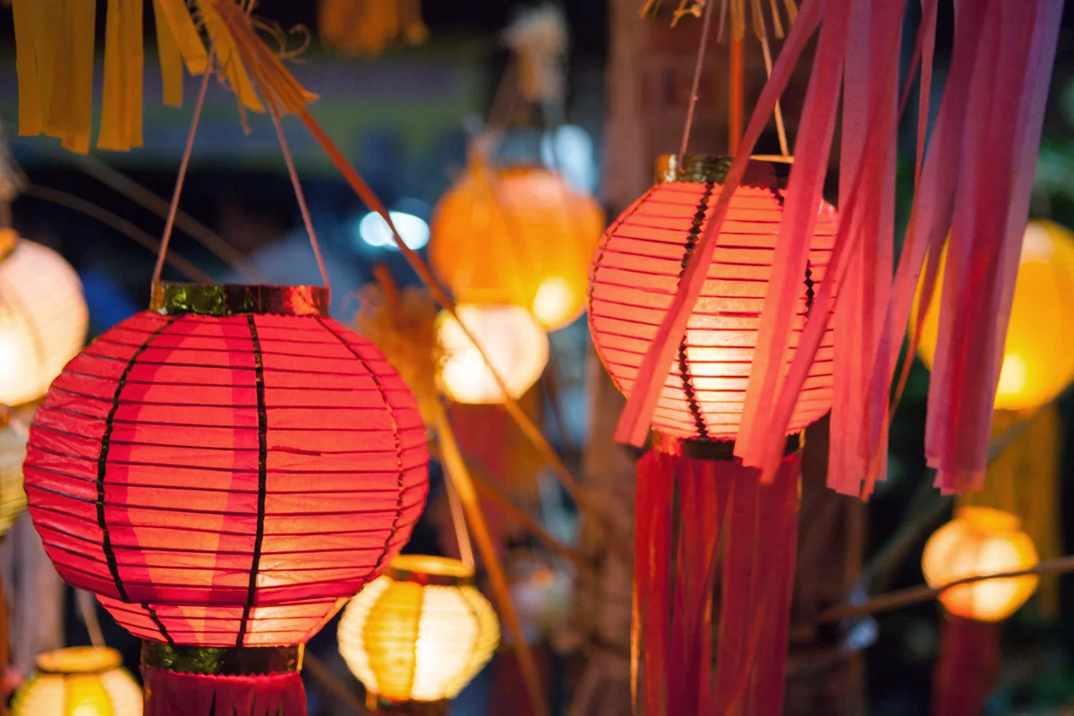 Paper lanterns at a wedding