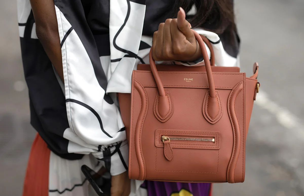 guest is seen on the street during New York Fashion Week SS20 wearing Celine tan leather bag on September 10, 2019 in New York City. | Getty Editorial Use
