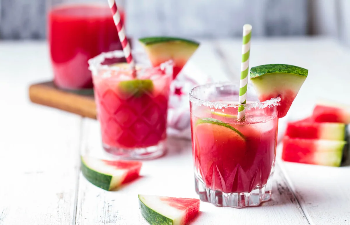 Glasses of Melon Margarita with watermelon juice
