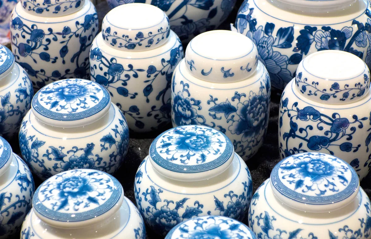 blue and white porcelain jars