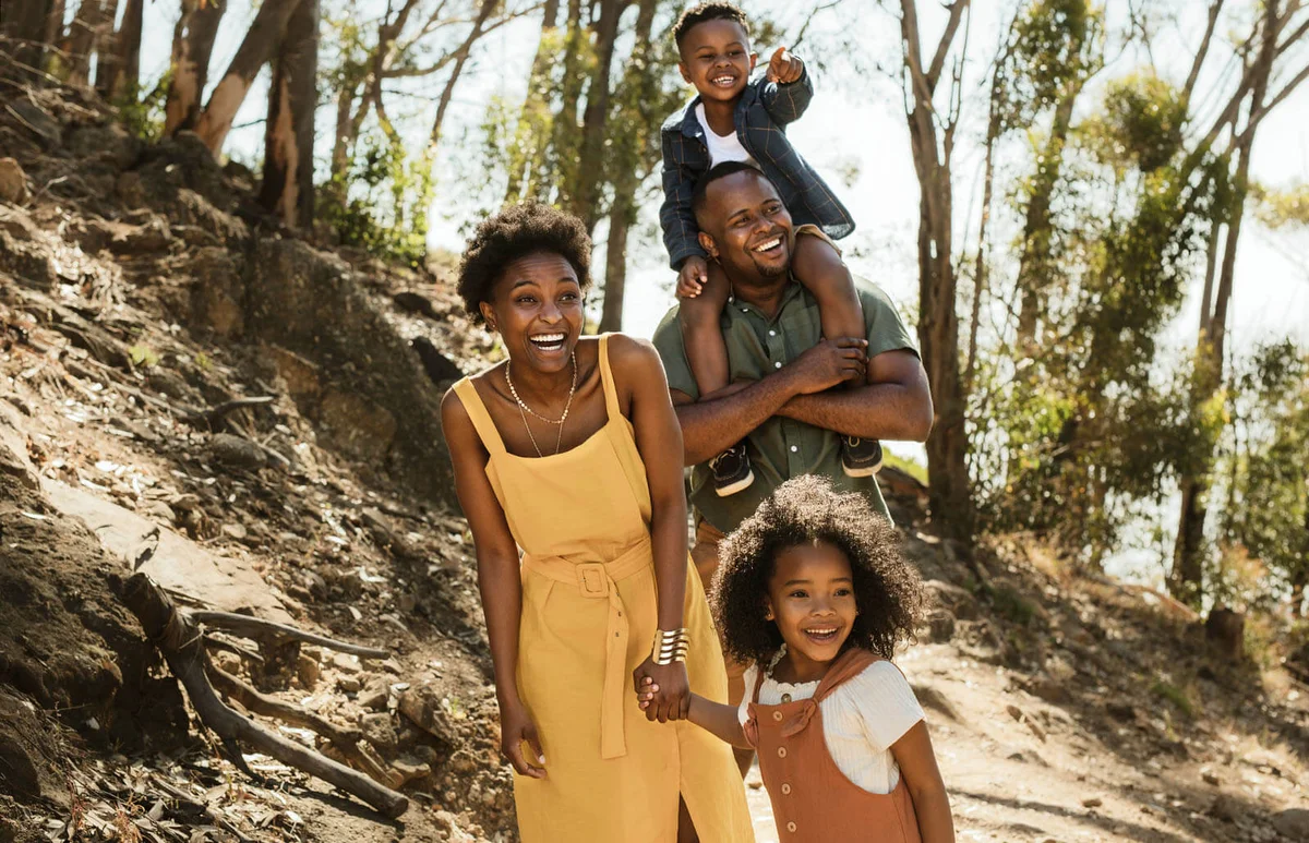 family enjoying their holidays in a national park