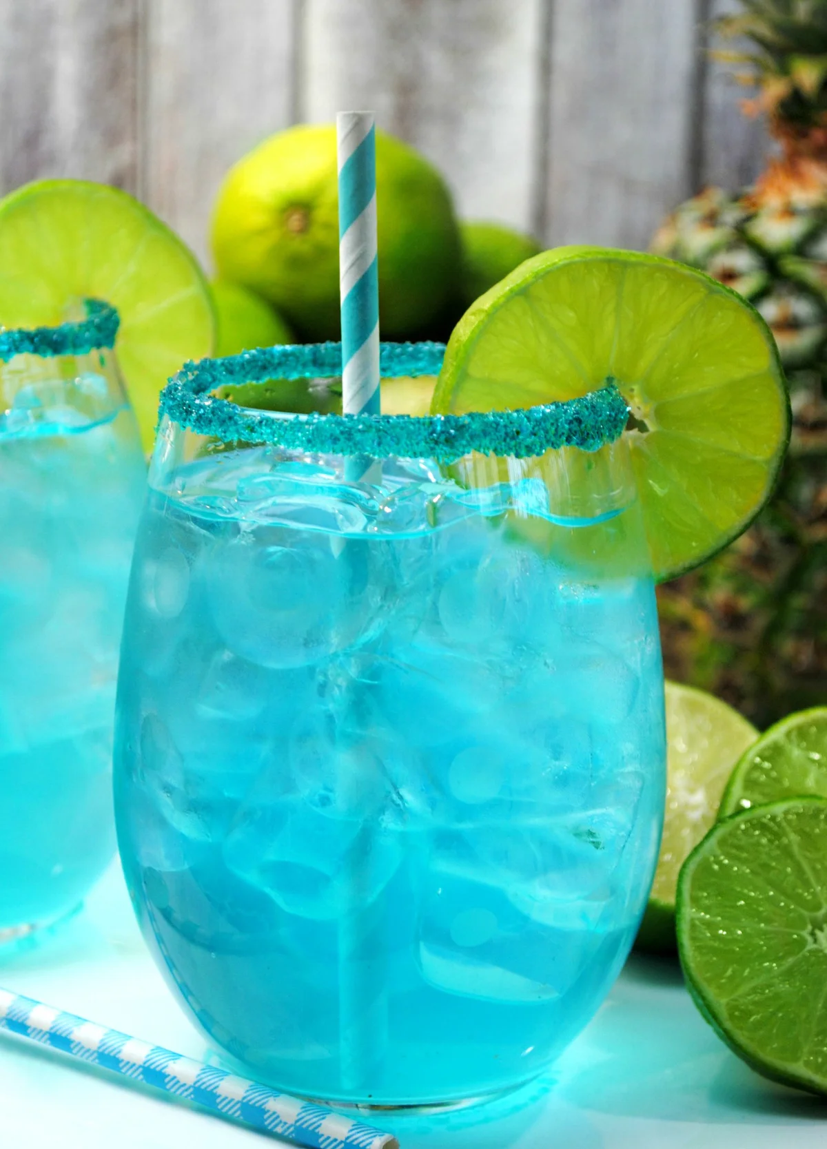 Blue Raspberry Drink In Glass On Table
