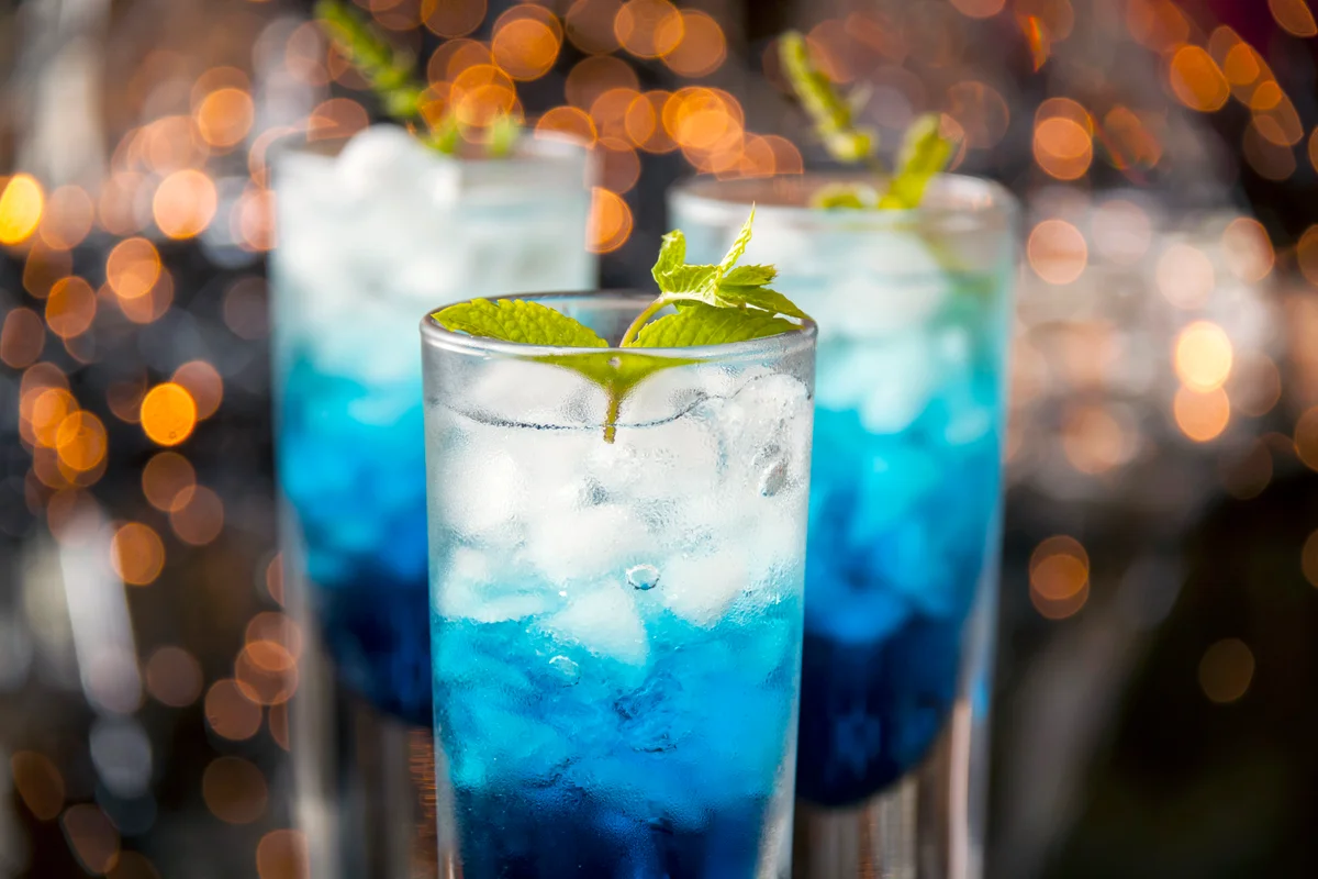 Fresh cocktail with blue curacao liquer