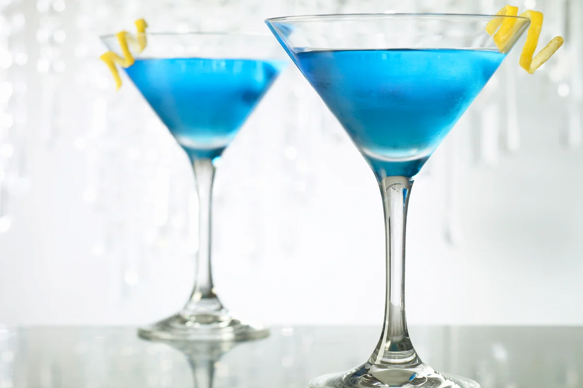 Two Blue Cocktail Drinks