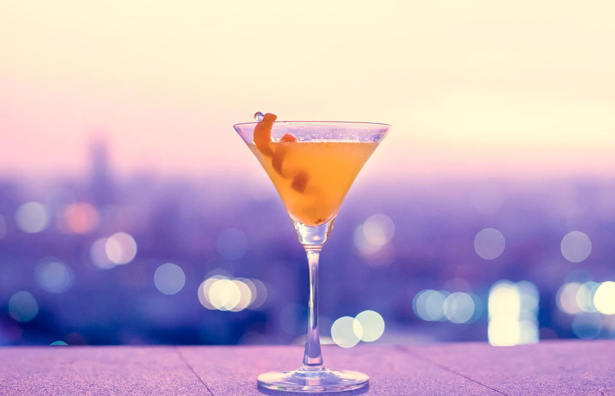 Orange cocktail at a rooftop