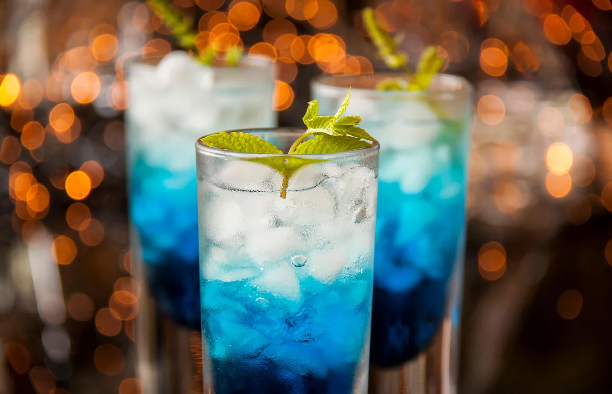 Fresh cocktail with blue curacao liquer