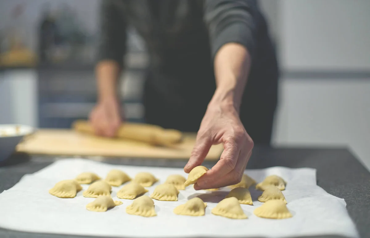 Woman making homemade ravioli