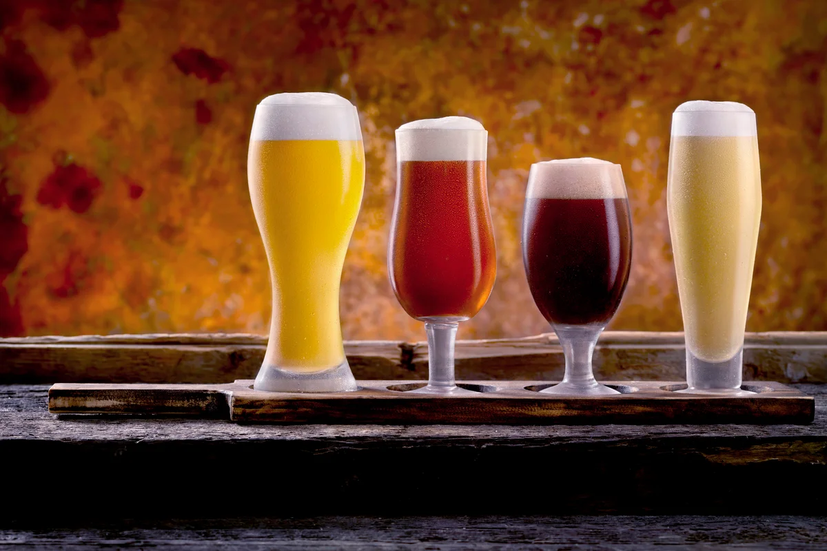 Beer Samplers. Pilsner, Golden Honey Ale, Stout and Wheat Beer