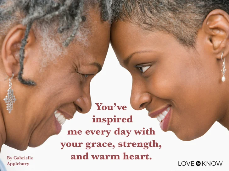 Mother and daughter looking at each other and mother's day quote