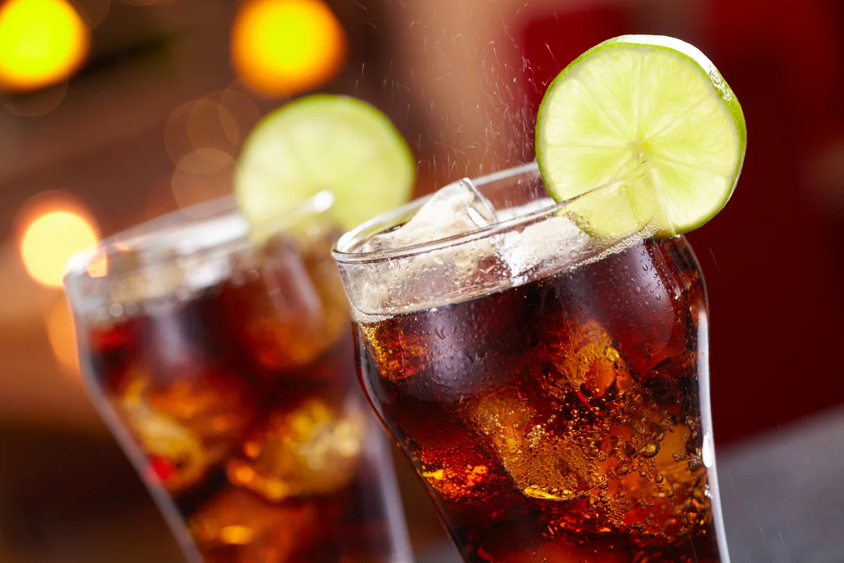 Two Cuba Libres On the Counter