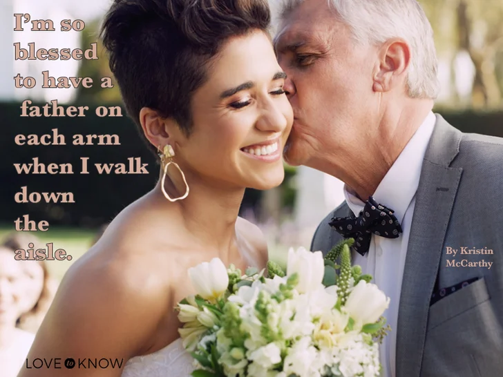 Stepfather walking daughter down the altar