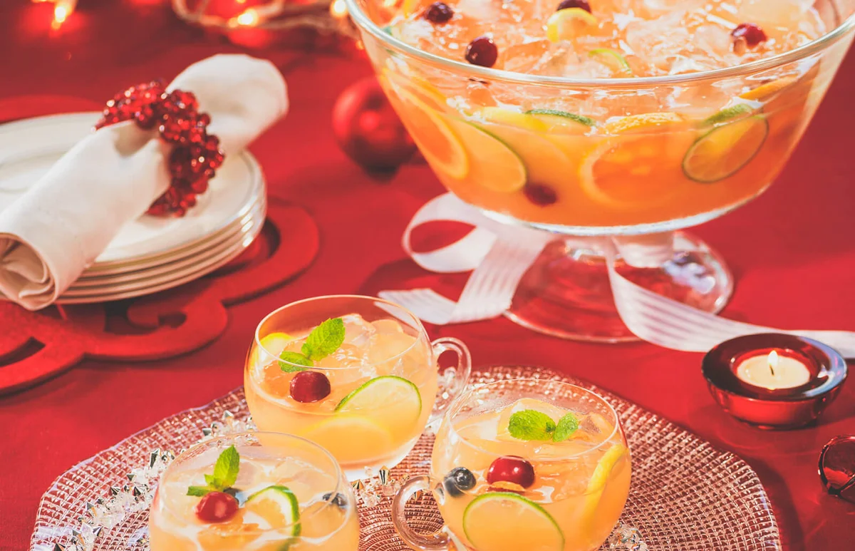 Festive Fruit punch served at a holiday party