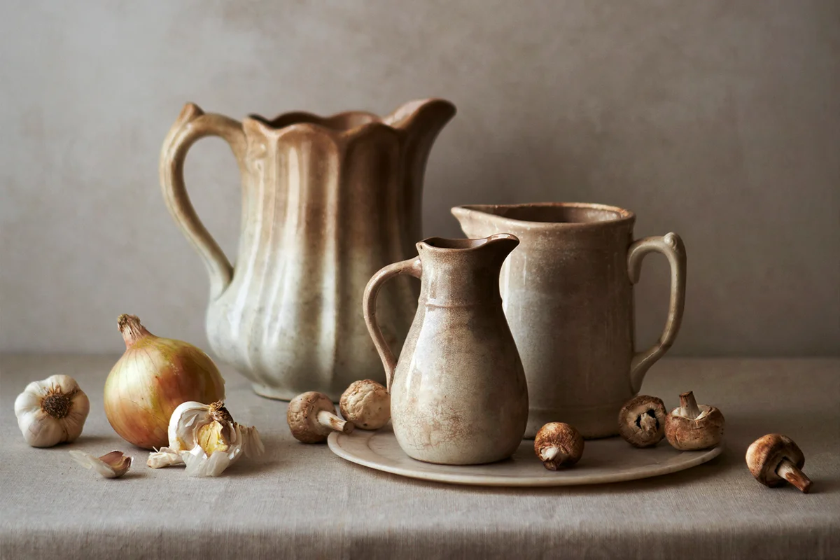 Still life of Ironstone ceramics