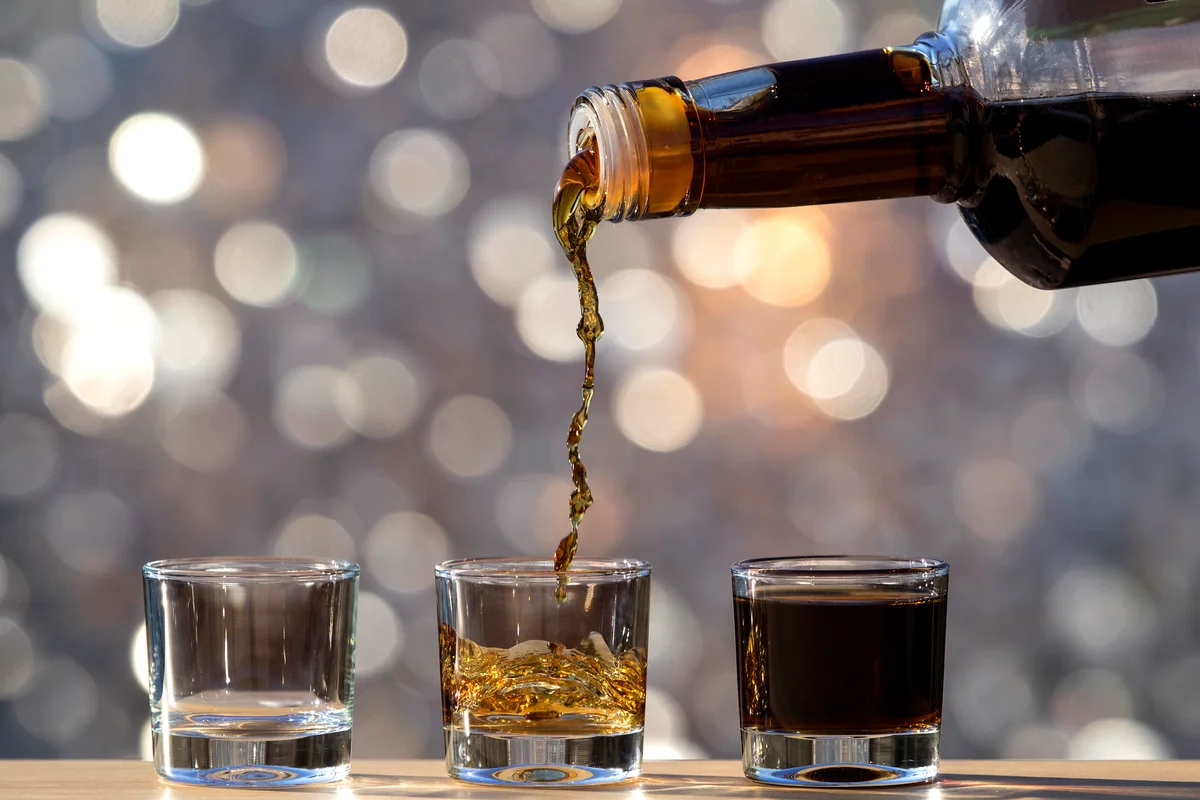 Shots being filed by an alcoholic drink