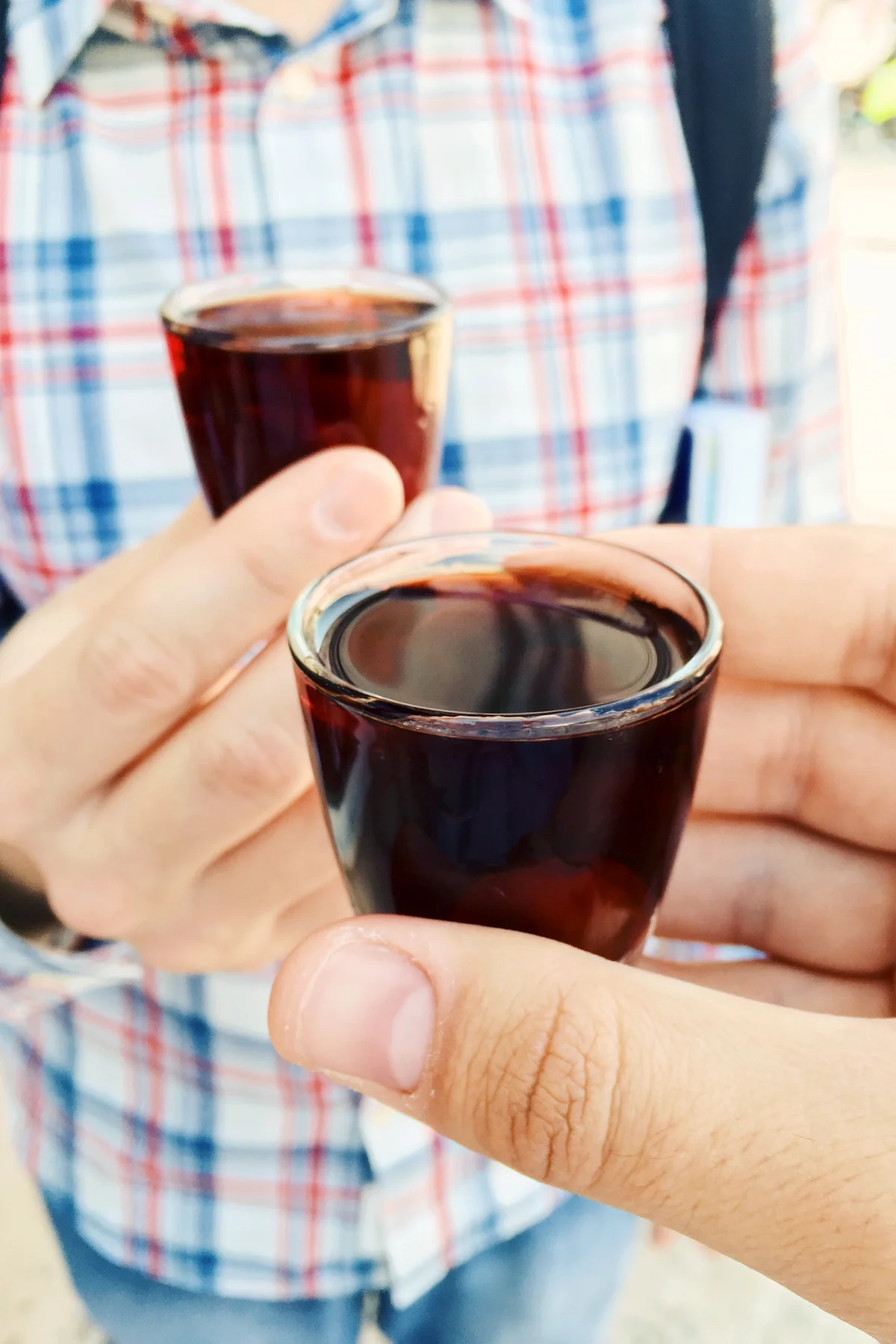 Drinking a sangria shot