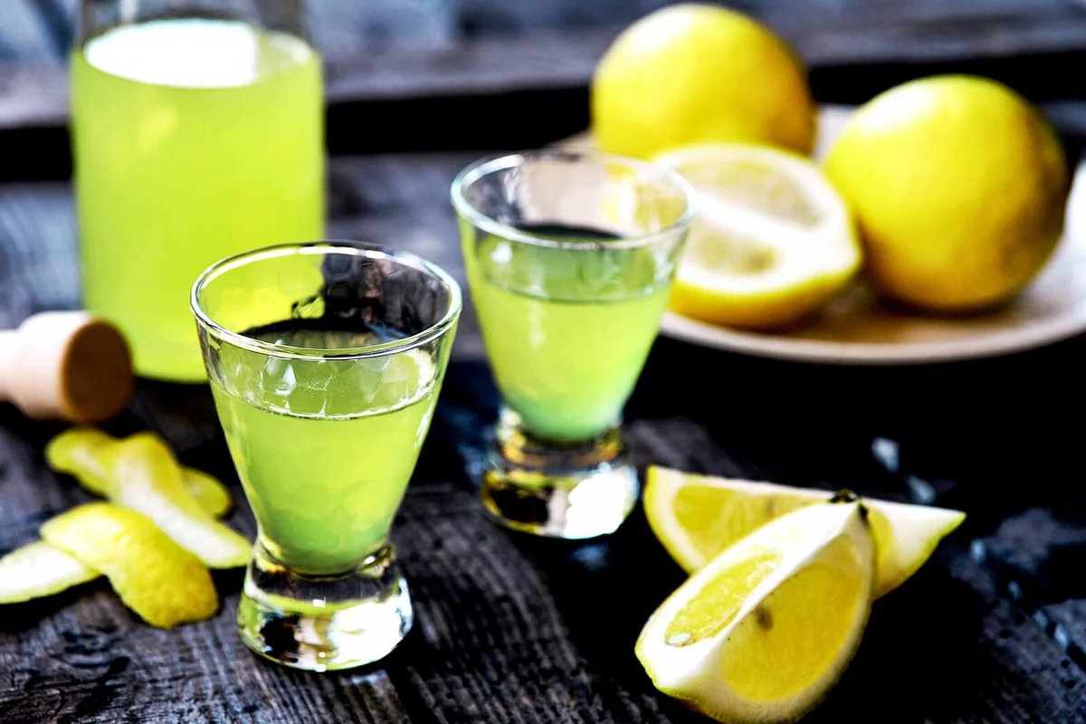 Limoncello shots and lemons