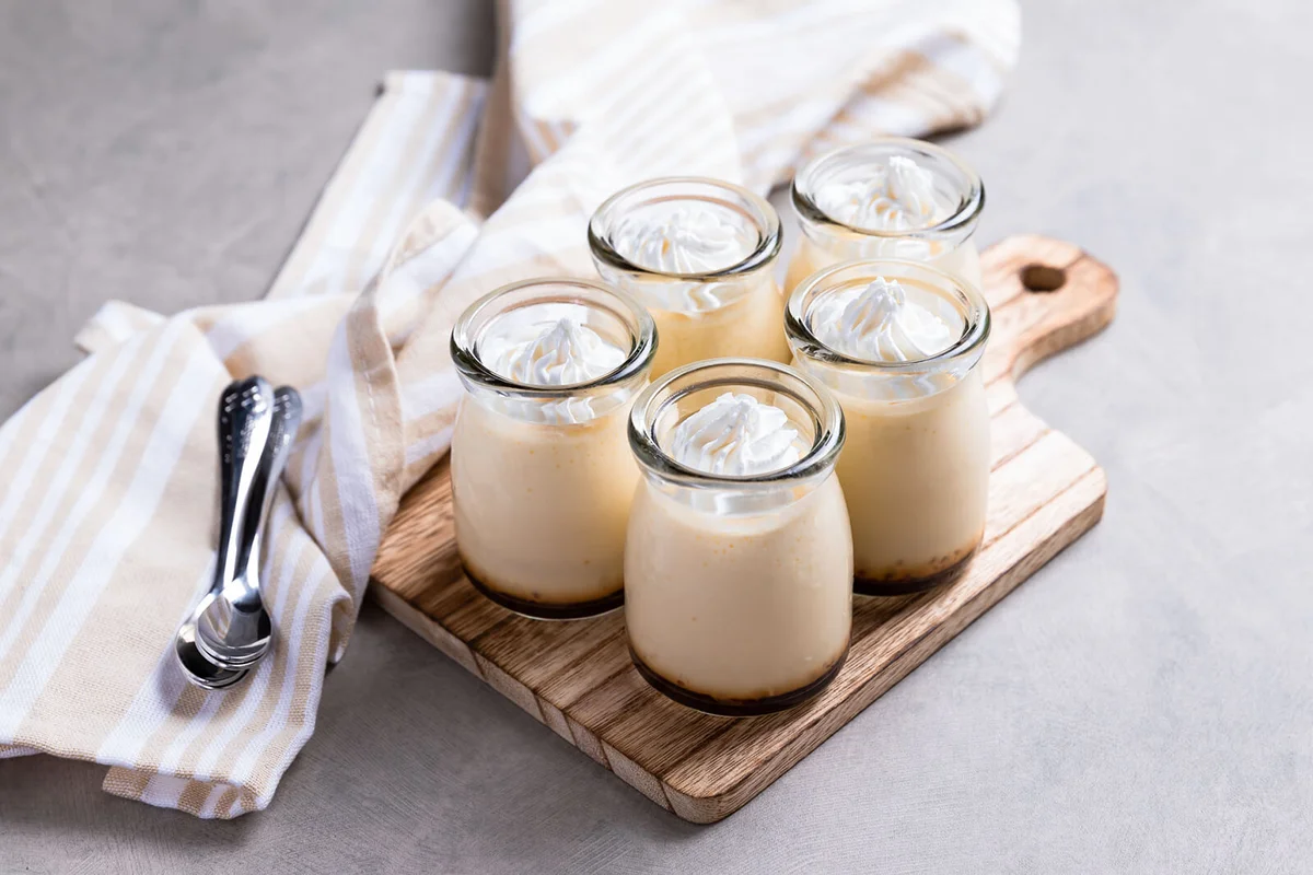 Creme caramel in bottles