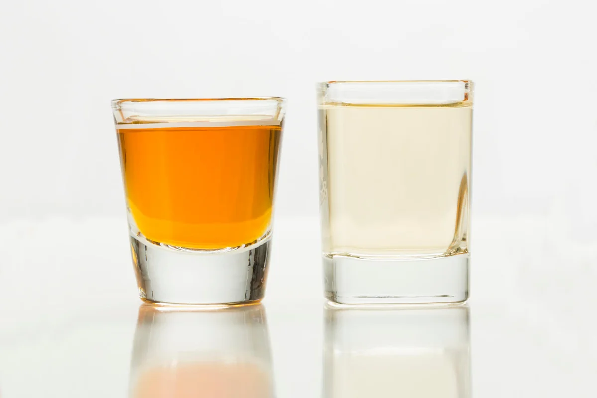 Shot glasses in a row