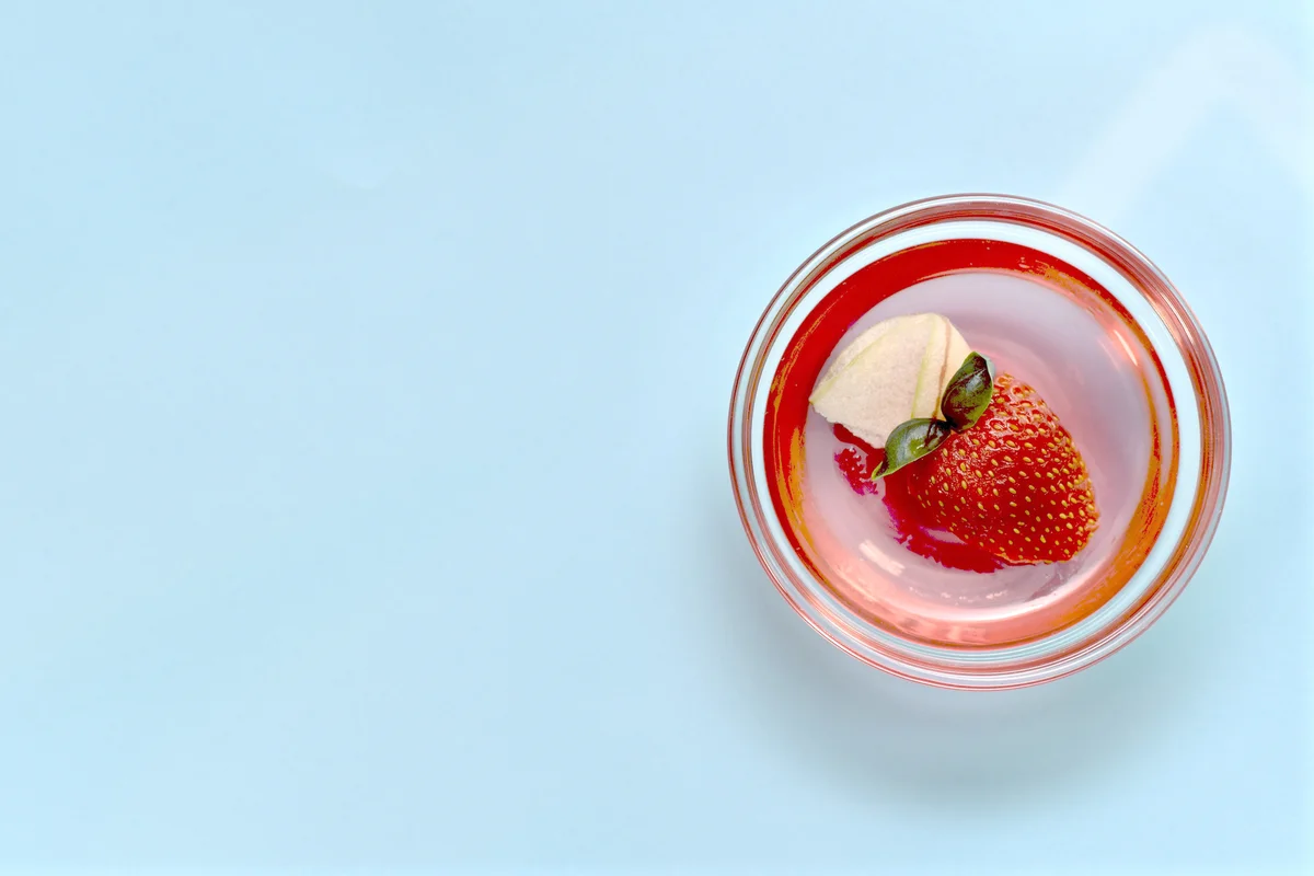 Pink champagne and strawberry jelly