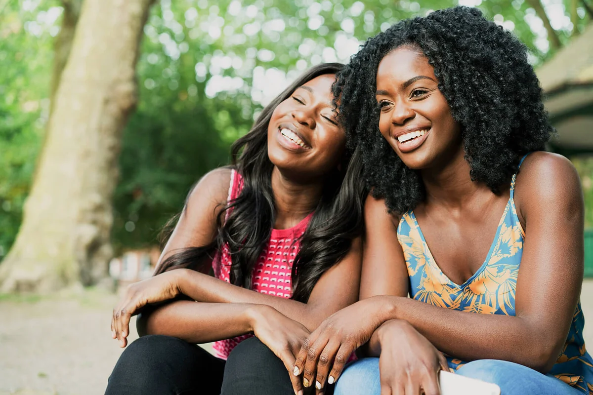 Friends laughing together