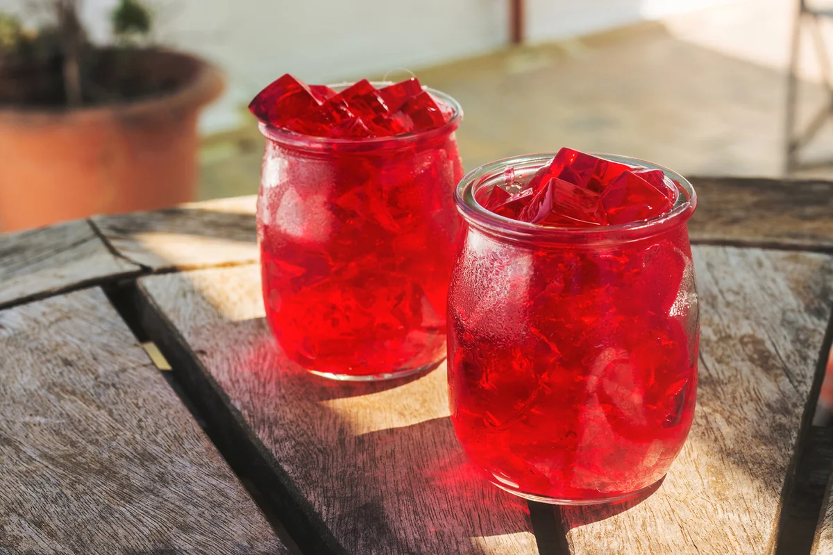 Gelatin Dessert In Jars On Table