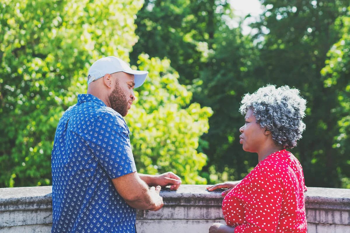Man and woman having serious discussion