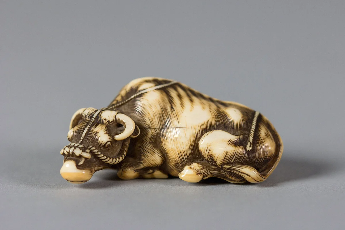 Ox, Edo period (1615–1868), late 18th–early 19th century, Japan, Ivory, Netsuke, Tomotad | Getty Editorial Use