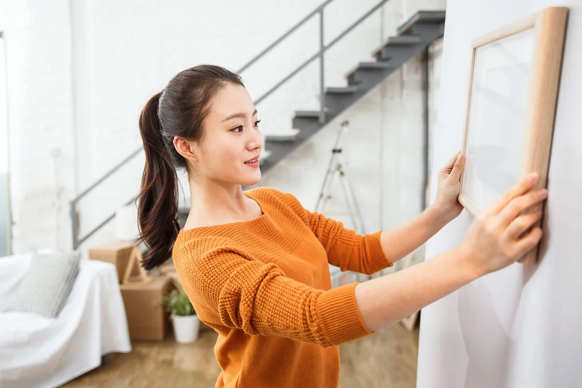 Young women happy home improvement