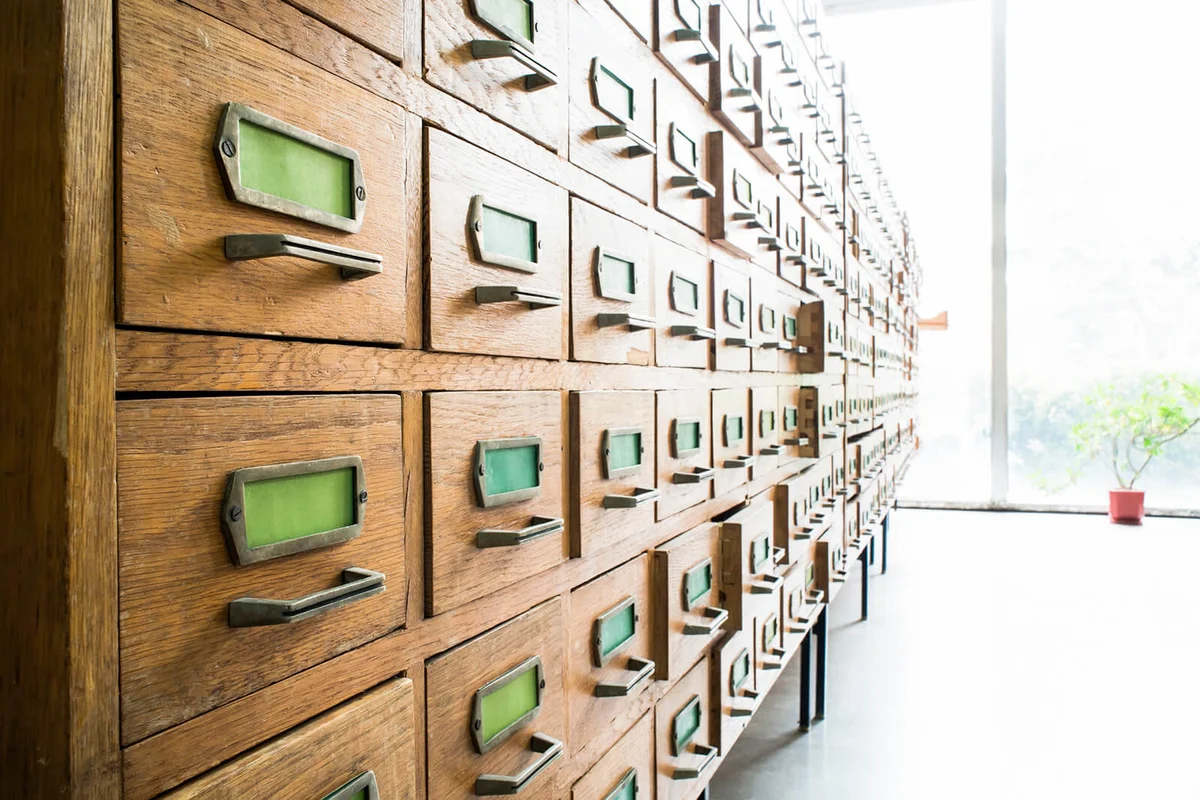 Old archive with drawers