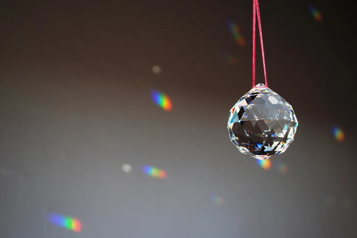 Close-Up Of Crystal Ball Hanging Against Wall