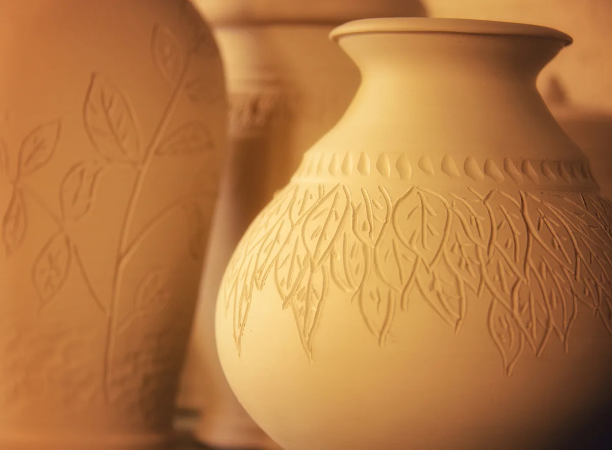 Close-Up Of Clay Jars