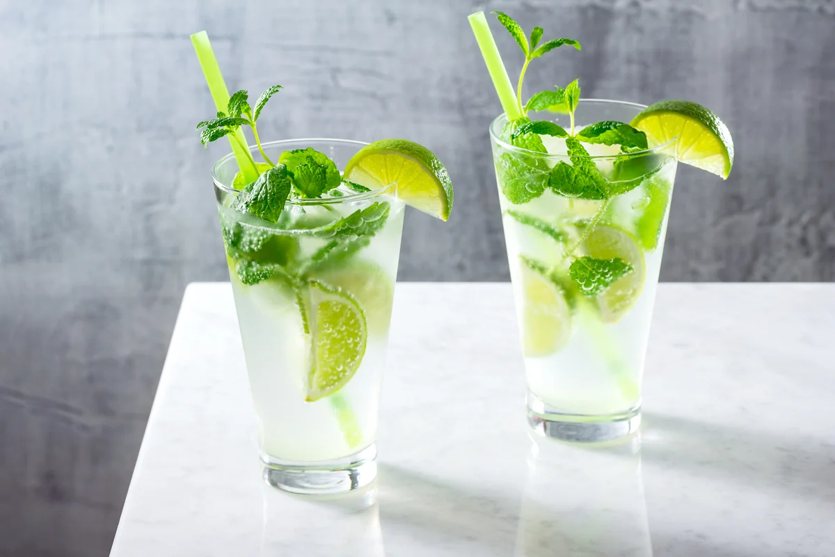Two Mojitos On Table