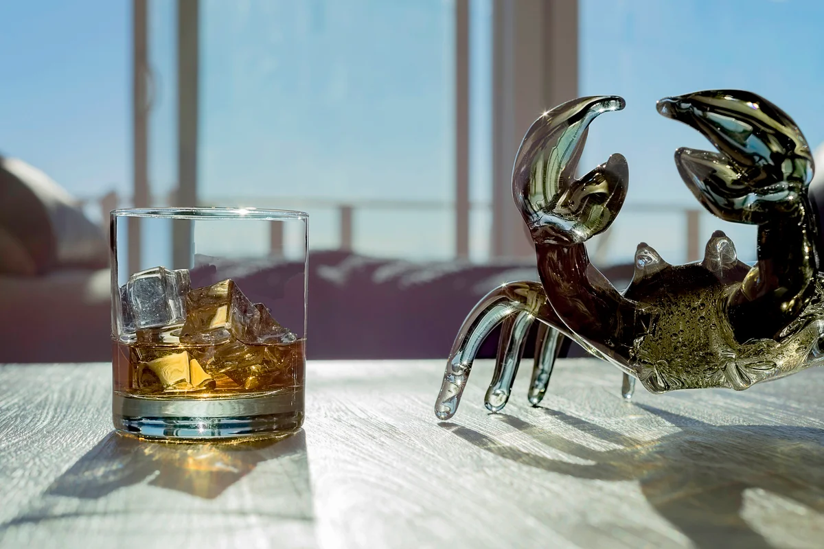 Whiskey On Ice And Glass Crab