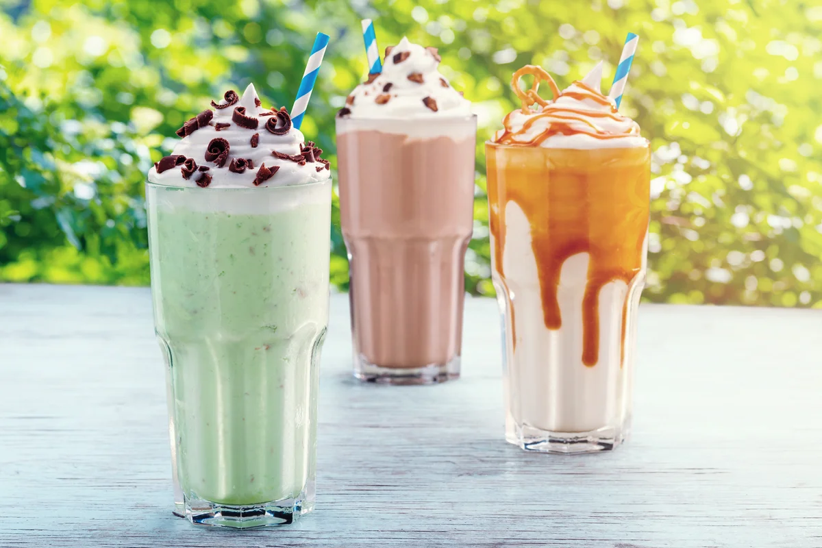 Milkshakes on a sunny table