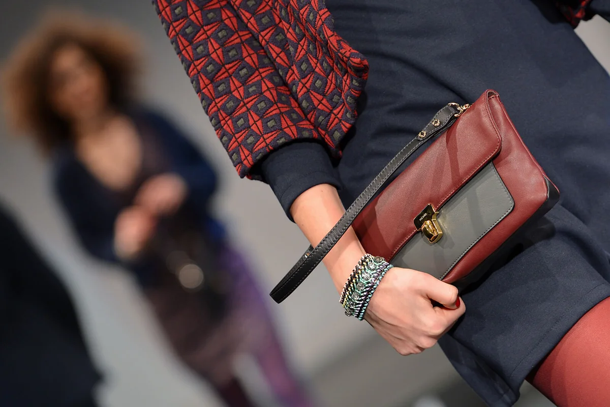 A model presents a woman's handbag from Picard for the fall/winter 2015/16 season | Getty Editorial Use