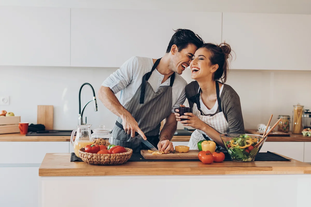 Young couple in love in the kitchen