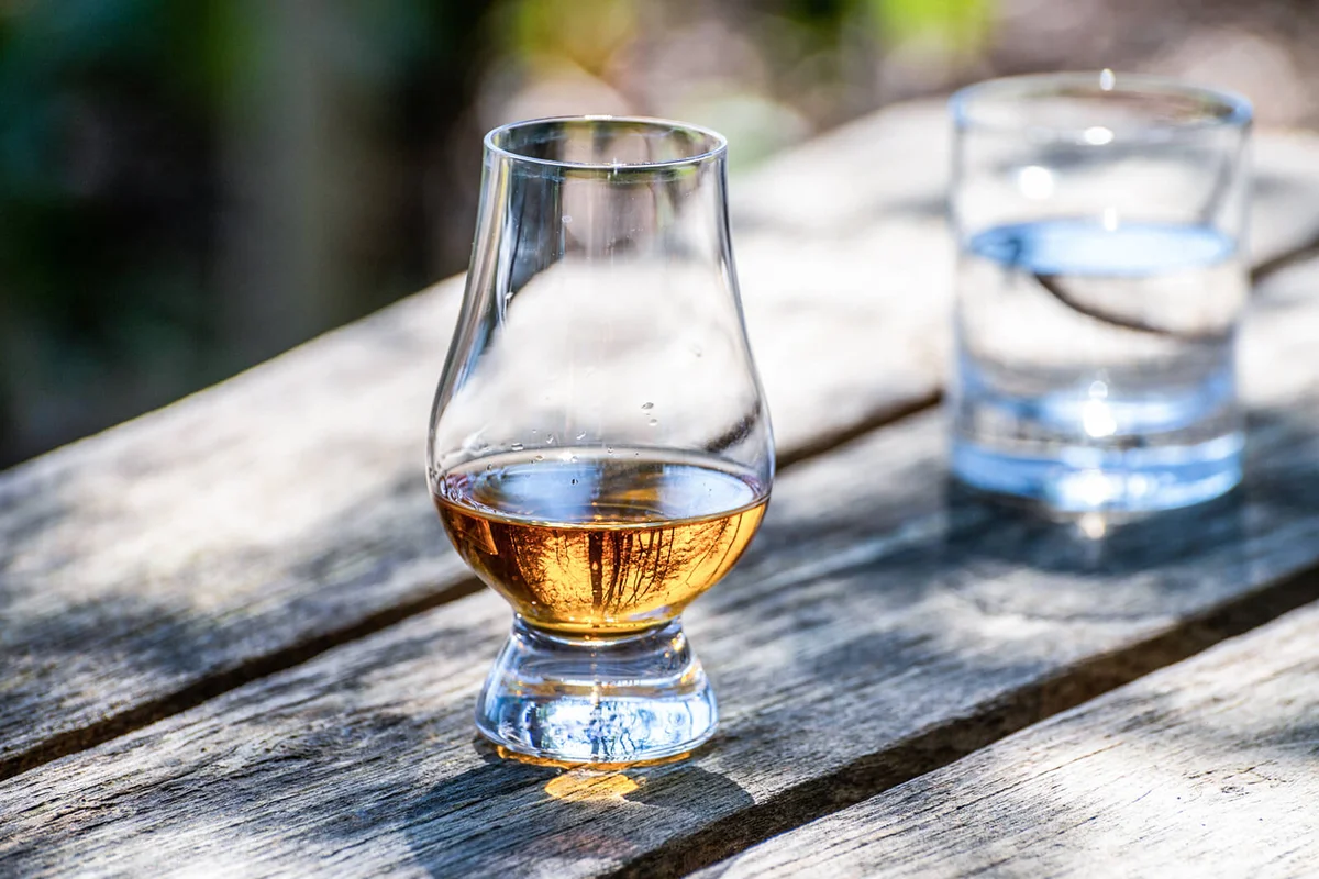 Tasting of scotch single malt whisky from Islay island