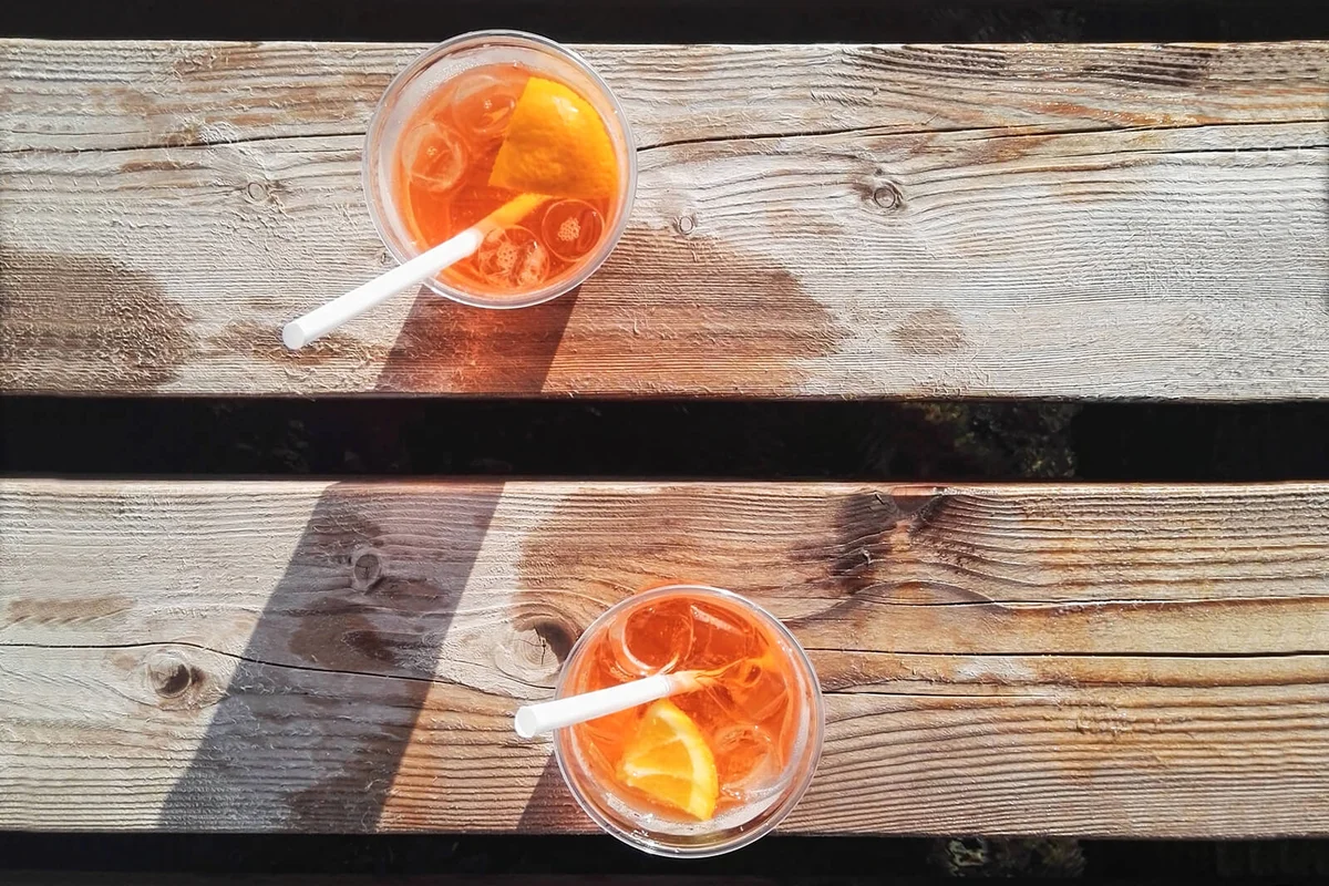 Blood Orange Foghorn Cocktail On Wood Table
