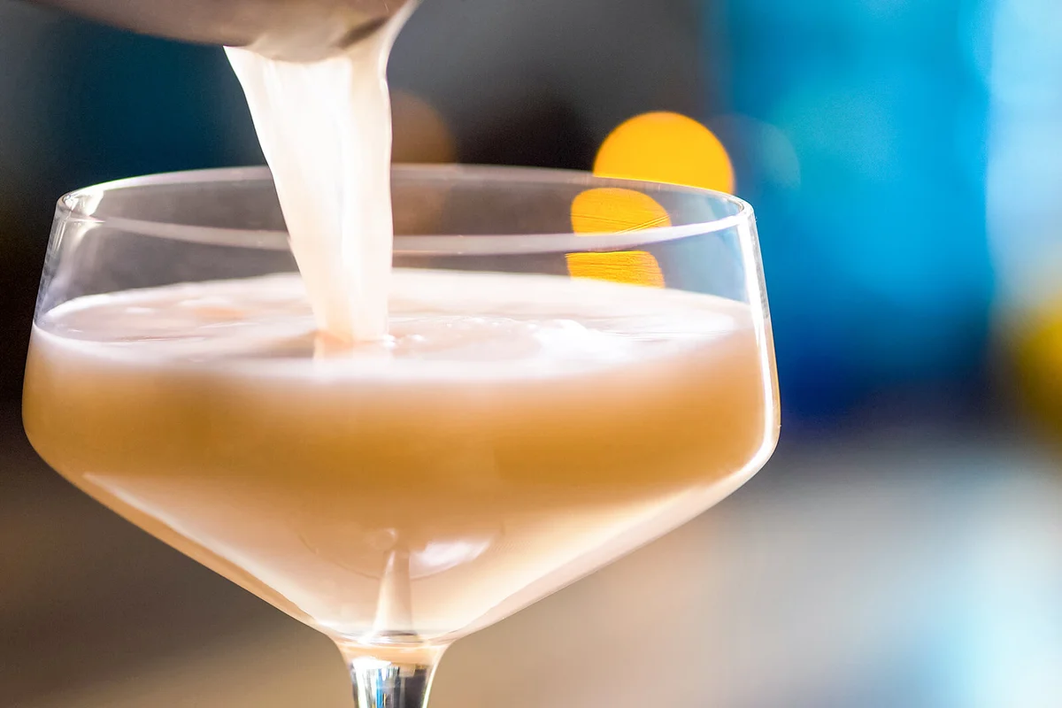 Cocktail made with gin, eggwhites, sugar