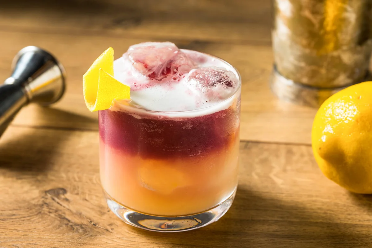 New York Sour Cocktail with Bourbon and Wine