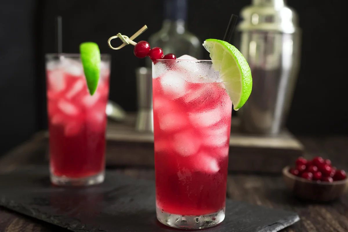 Cape Codder Cocktail with cranberry juice and vodka