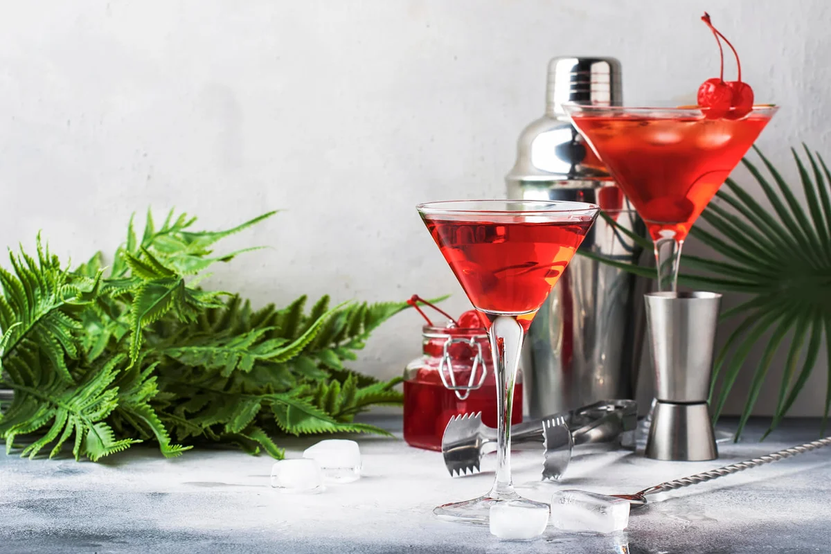 Cosmopolitan cocktail with vodka, liqueur, cranberry juice