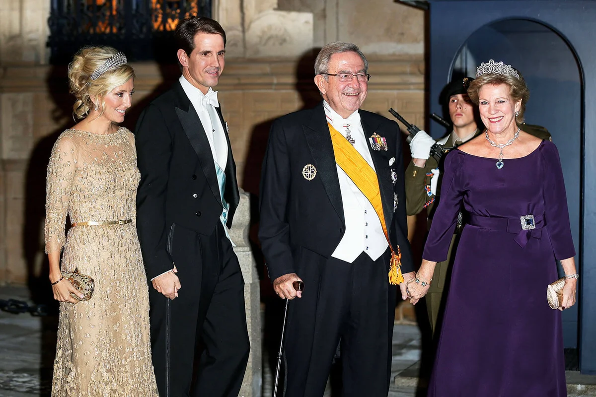 Princess Marie Chantal of Greece, Prince Pavlos of Greece, King Constantine of Greece and Queen Anne Marie of Greece attend the Gala dinner | Getty Editorial Use