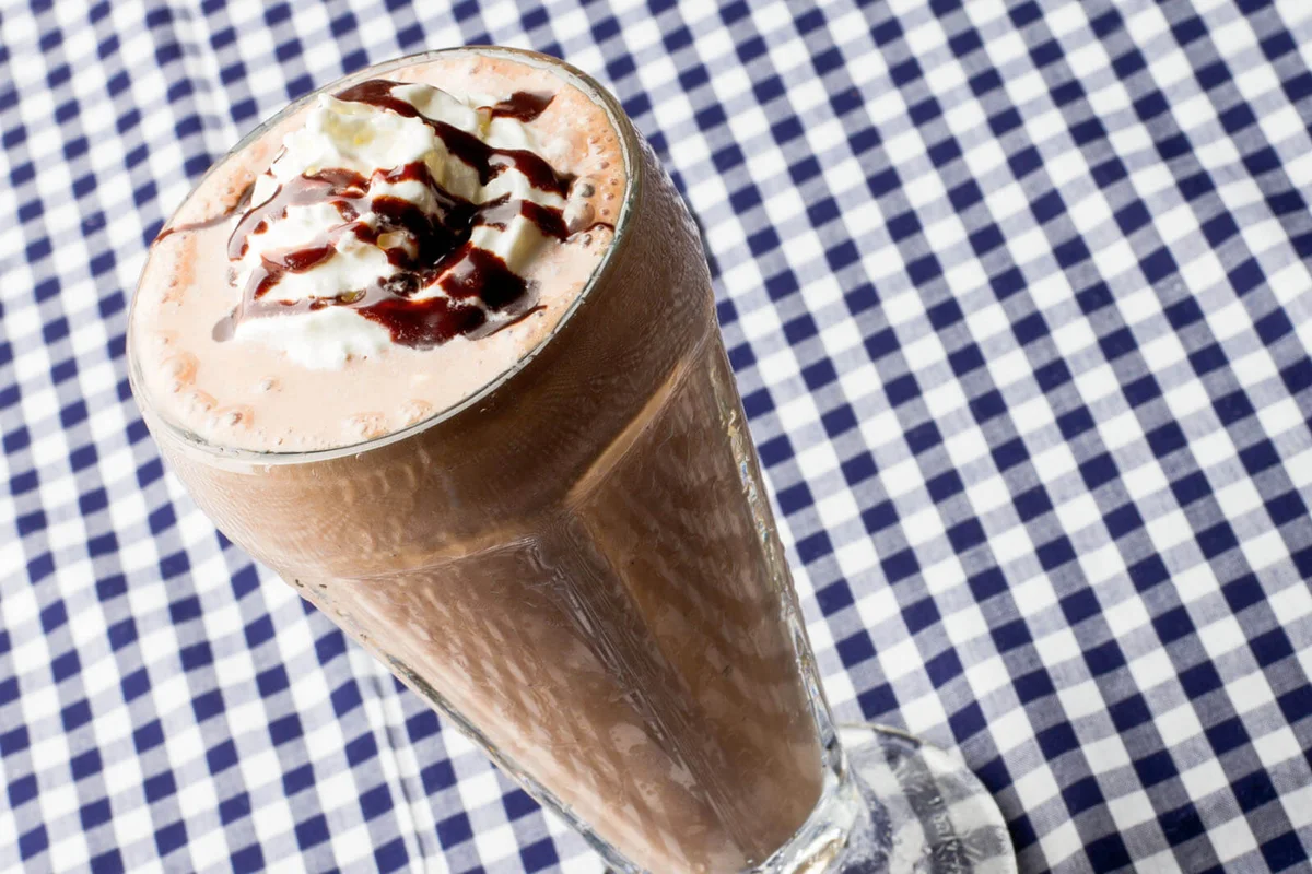 Chocolate Milkshake on Blue Gingham