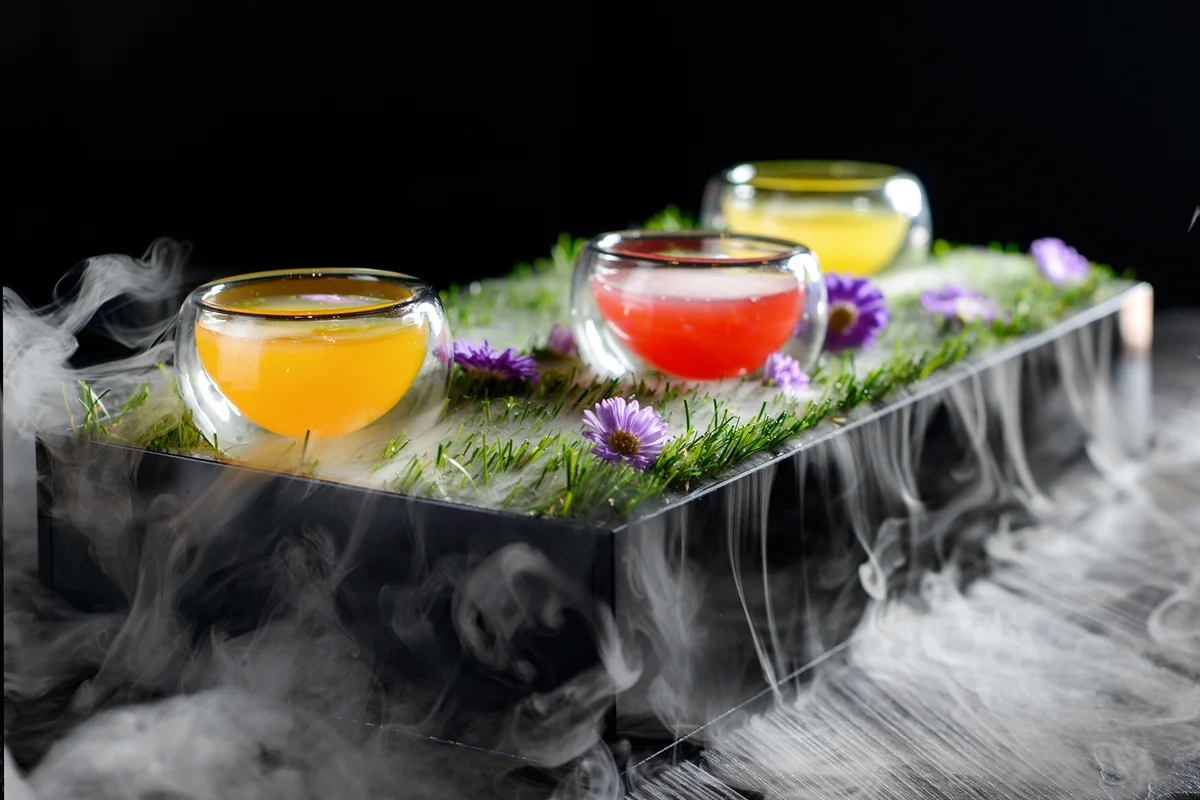 Colorful cocktail with some dry ice effect
