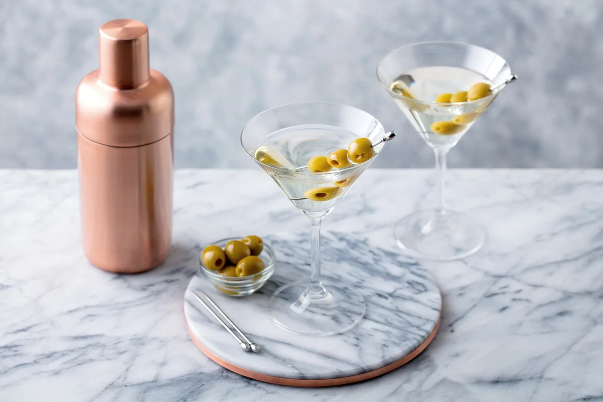 Martini cocktail with olives